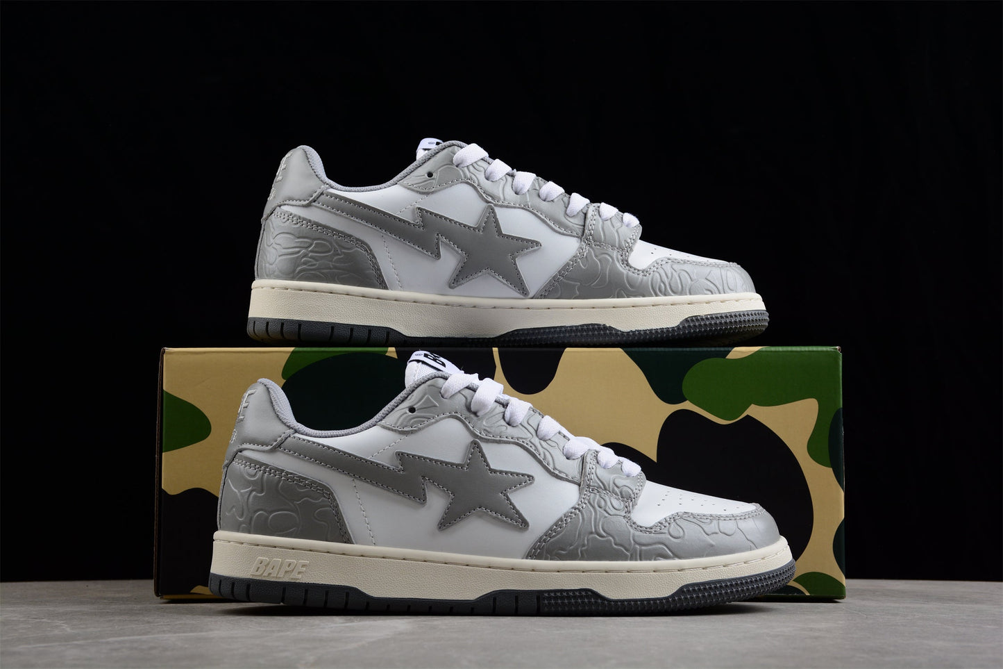 Star Logo Low-Top Sneaker – White and Grey