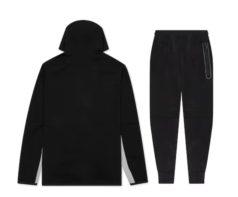 NIKE TECH FLEECE FULL ZIP HOODIE & JOGGERS SET BLACK & GREY