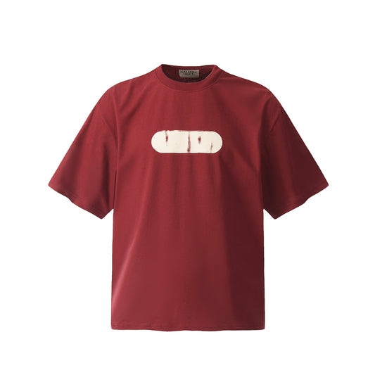 GALLERY DEPT Hand-Painted Distressed T-Shirt Deep Red