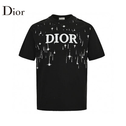 Starry Sky Embroidered Logo Tee – Black