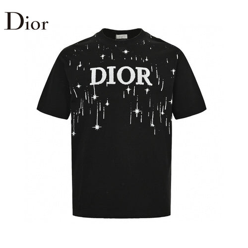 Starry Sky Embroidered Logo Tee – Black