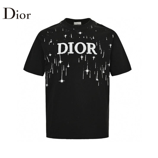 Starry Sky Embroidered Logo Tee – Black