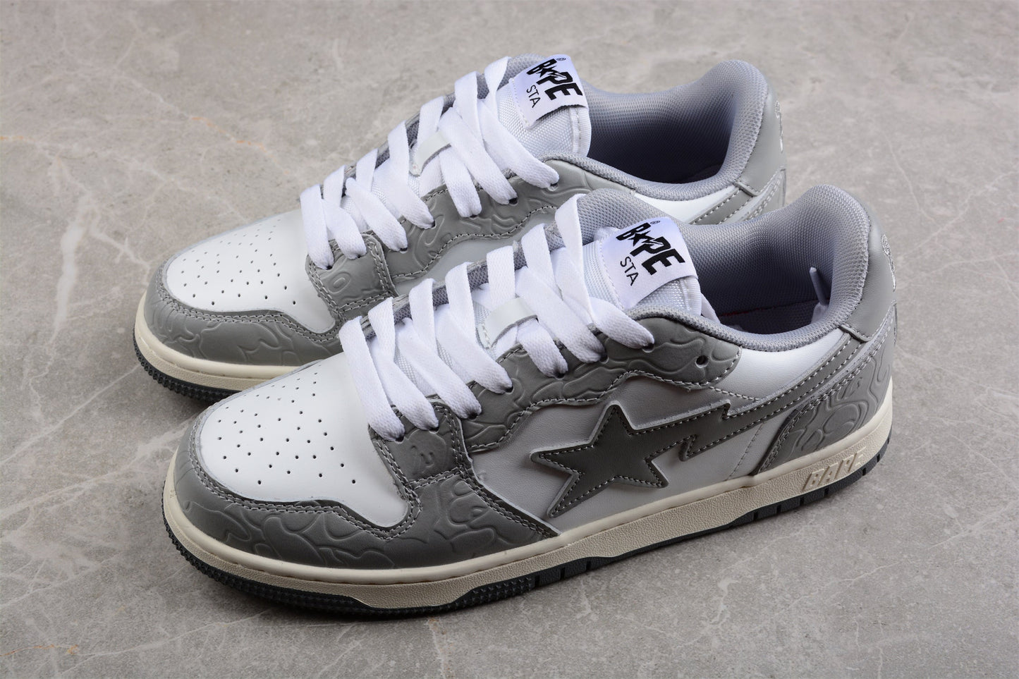 Star Logo Low-Top Sneaker – White and Grey