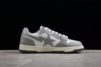 Star Logo Low-Top Sneaker – White and Grey