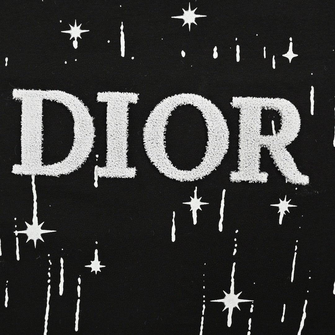 Starry Sky Embroidered Logo Tee – Black