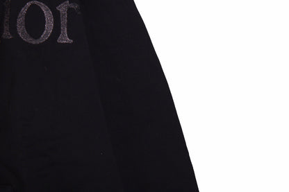 Floral Embroidered Logo Hoodie – Black