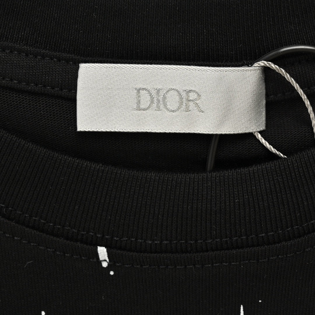 Starry Sky Embroidered Logo Tee – Black