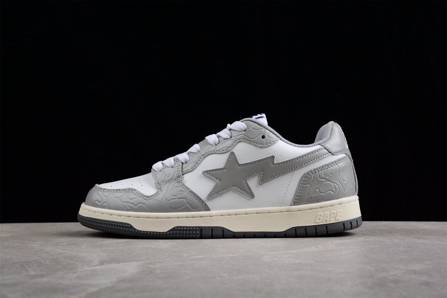 Star Logo Low-Top Sneaker – White and Grey