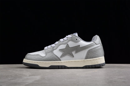 Star Logo Low-Top Sneaker – White and Grey