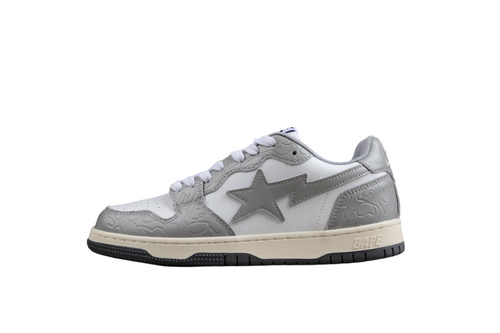 Star Logo Low-Top Sneaker – White and Grey