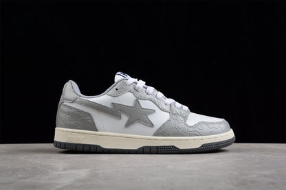 Star Logo Low-Top Sneaker – White and Grey