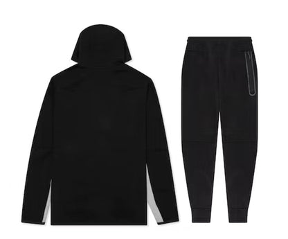 NIKE TECH FLEECE FULL ZIP HOODIE & JOGGERS SET BLACK & GREY
