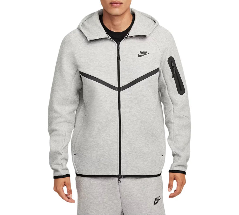 Grey & Black Full Set Nike Tech Full Zip Up & Pants