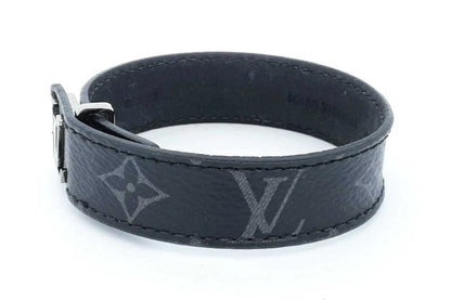 Louis Vuitton Monogram Eclipse Lv Slim Canvas Bracelet Size 19