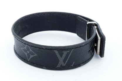 Louis Vuitton Monogram Eclipse Lv Slim Canvas Bracelet Size 19