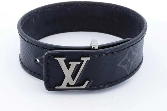 Louis Vuitton Monogram Eclipse Lv Slim Canvas Bracelet Size 19