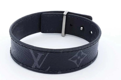 Louis Vuitton Monogram Eclipse Lv Slim Canvas Bracelet Size 19