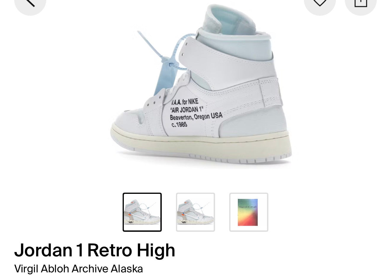 Jordan 1 Retro High Virgil Abloh Archive Alaska