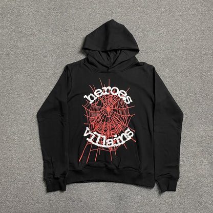 SP5DER x METRO BOOMIN HEROES AND VILLAINS HOODIE BLACK