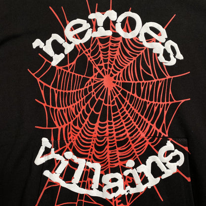 SP5DER x METRO BOOMIN HEROES AND VILLAINS HOODIE BLACK