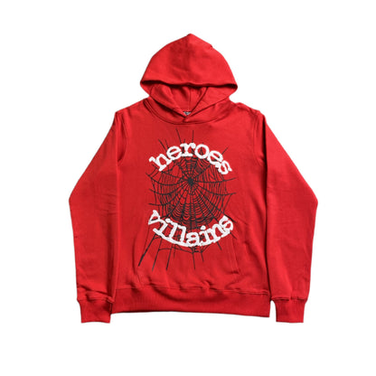 SP5DER x METRO BOOMIN HEROES AND VILLAINS HOODIE RED