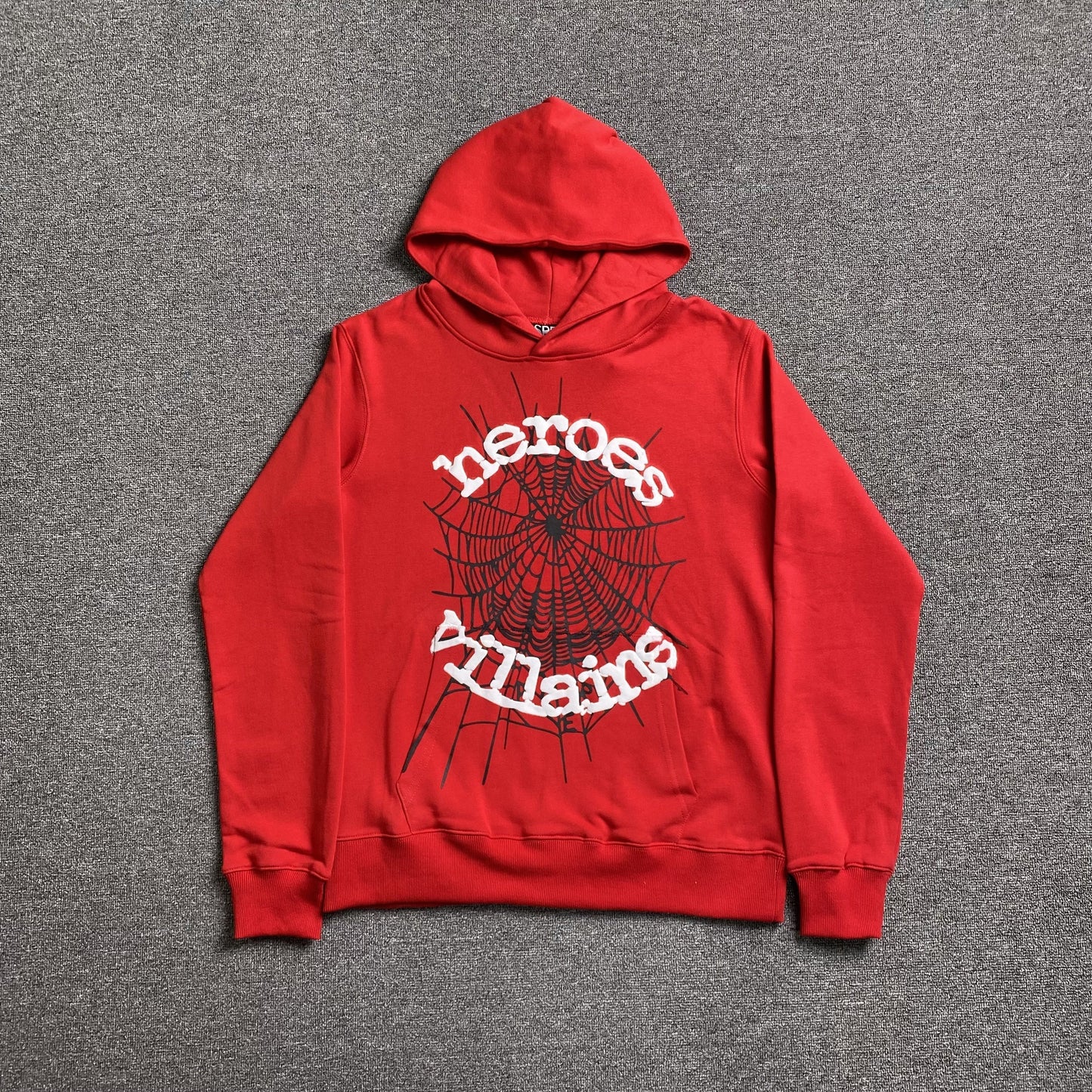 SP5DER x METRO BOOMIN HEROES AND VILLAINS HOODIE RED
