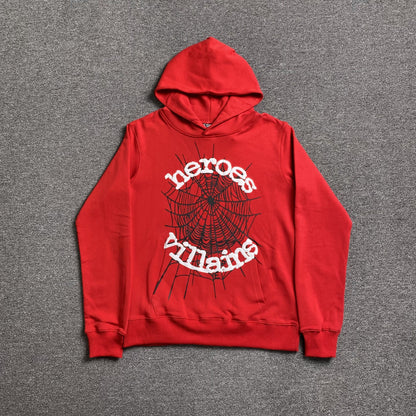 SP5DER x METRO BOOMIN HEROES AND VILLAINS HOODIE RED