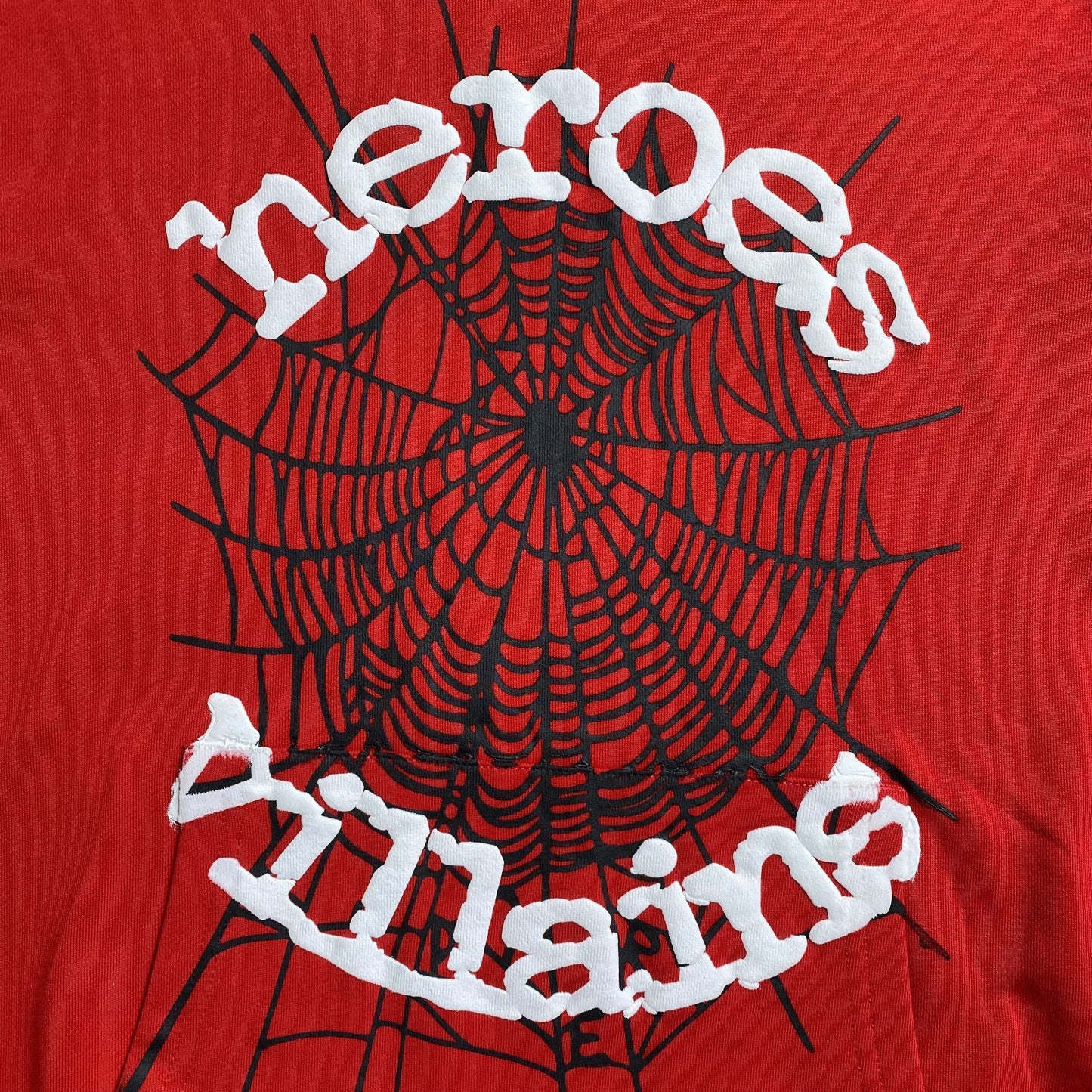 SP5DER x METRO BOOMIN HEROES AND VILLAINS HOODIE RED