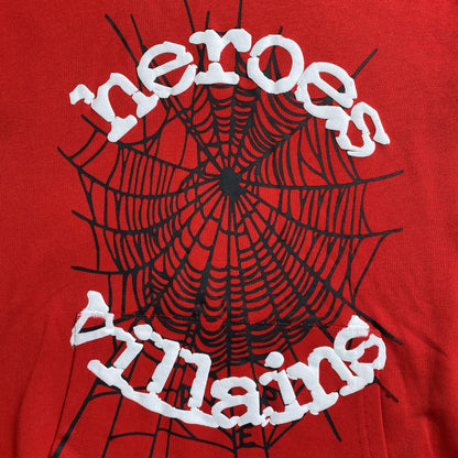 SP5DER x METRO BOOMIN HEROES AND VILLAINS HOODIE RED
