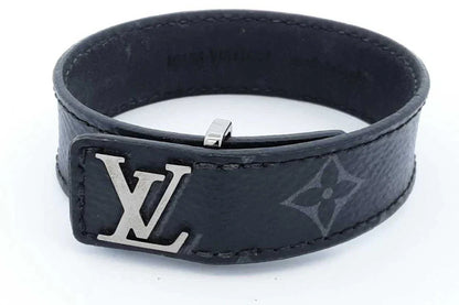 Louis Vuitton Monogram Eclipse Lv Slim Canvas Bracelet Size 19